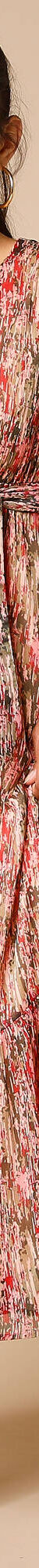 Robe longue décolleté cache-coeur, voile imprimé (kaki / bordeaux) Robe longue décolleté cache-coeur, voile imprimé (kaki / bordeaux)